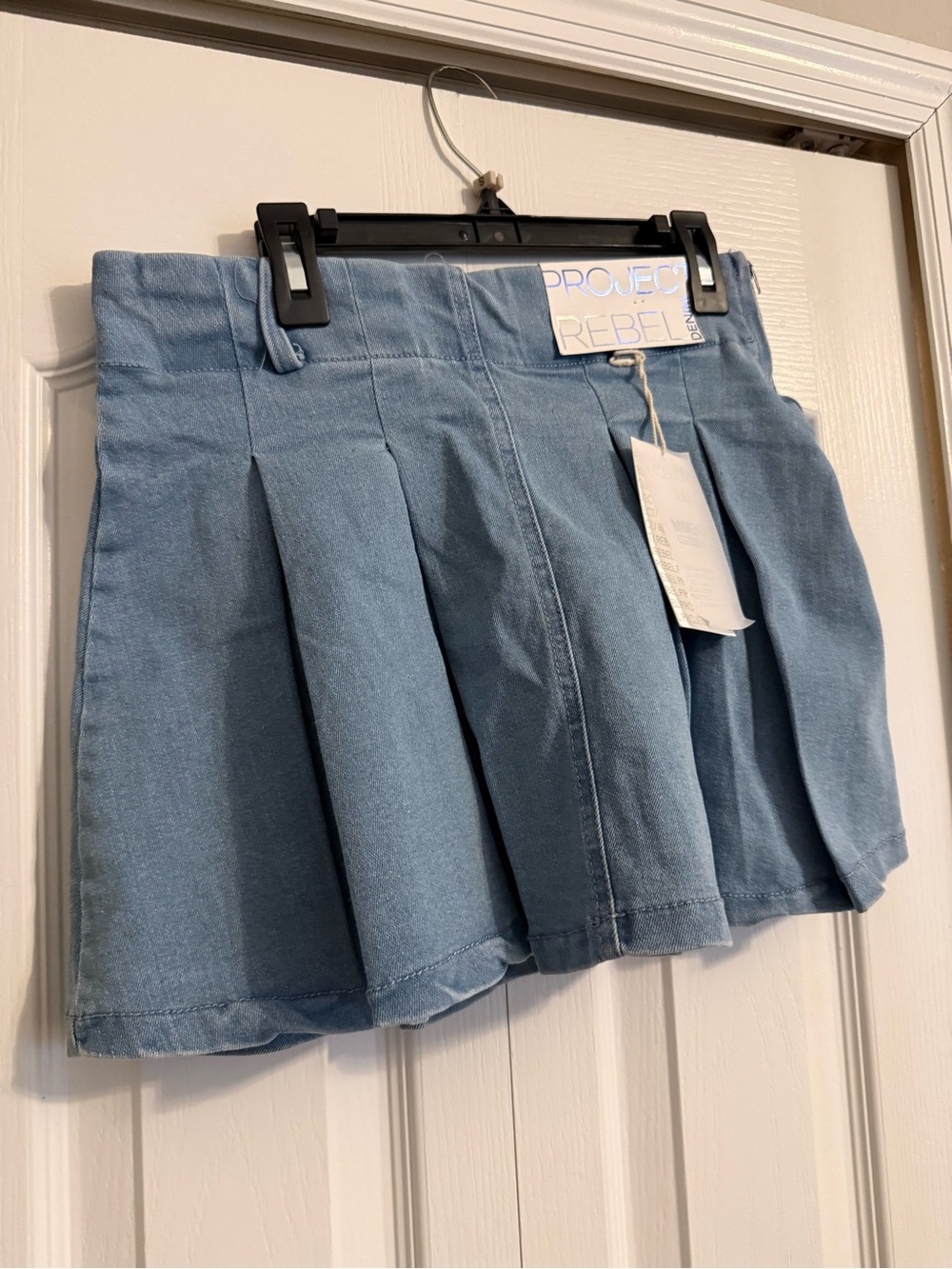 Light Blue Pleated Mini Skirt